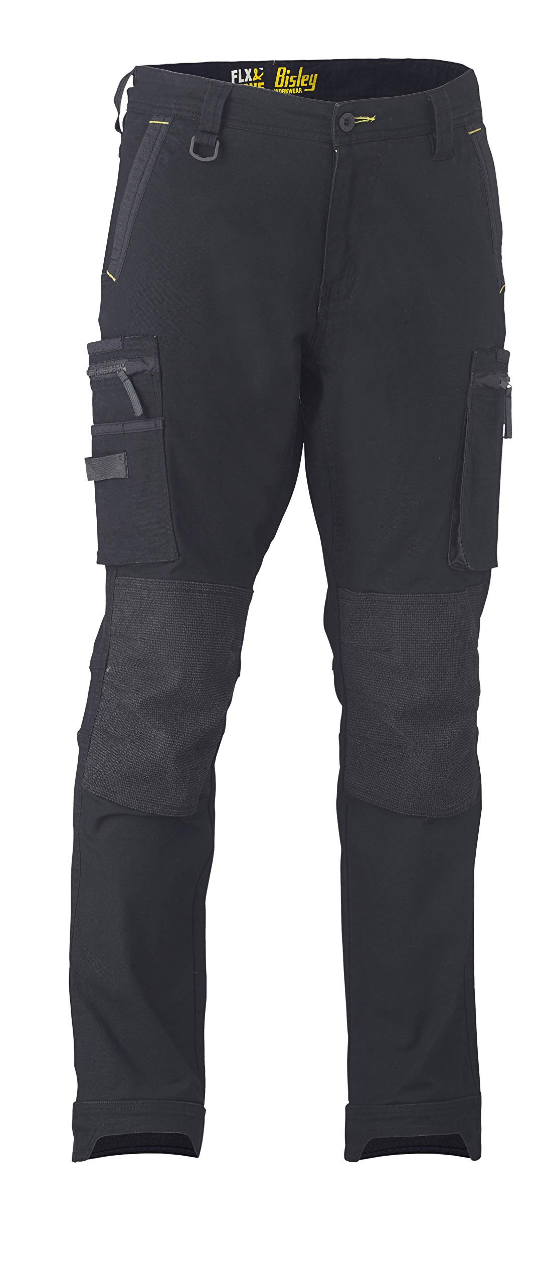 Bisley Workwear UKBPC6333_BBLK Flex & Move Cargo Trousers Stretch Utility Zip with Knee Pockets-Black, 40R