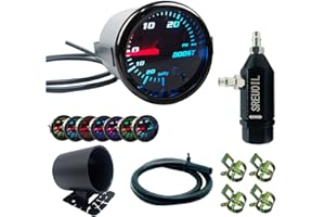 2" 52mm Turbo Boost Gauge 7 Color Adjustment Boost Meter with Universal 0-30PSI Manual Boost Controller Kit
