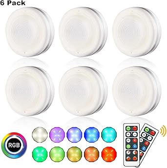 Lightess 6er LED Nachtlicht Schrankbeleuchtung RGB Batteriebetrieben