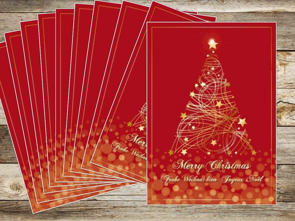 Lot De 10 Cartes De Vœux Arbre De Noel De Createur Avec Enveloppes Avec Enveloppes 14 8 X 10 5 Cm Cartes Pliees Anglais Francais 10 Pieces De Haute Qualite Decorations Et Accessoires De Fetes