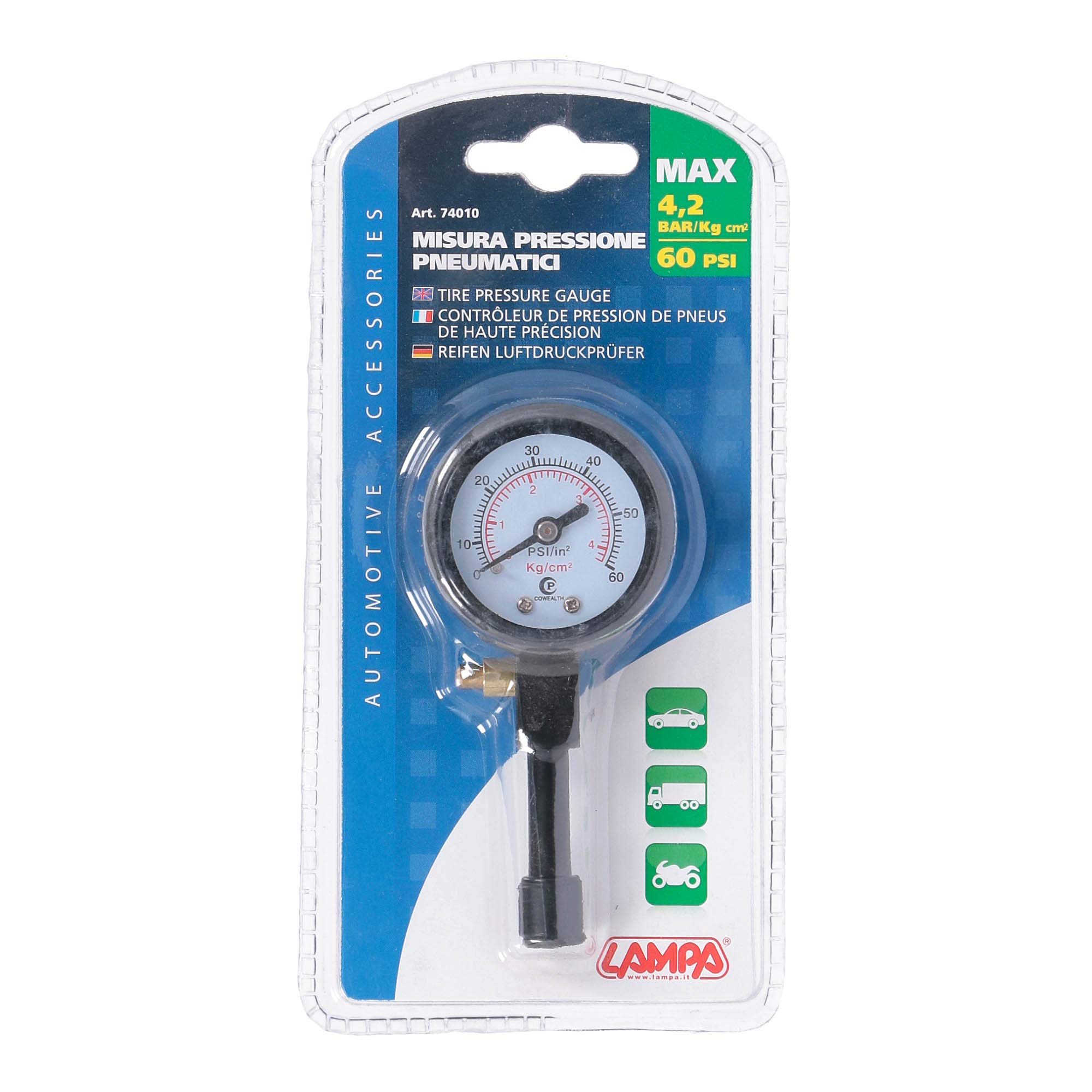 Lampa 74010 Tyre Air Pressure Gauge up to 4.2 Bar