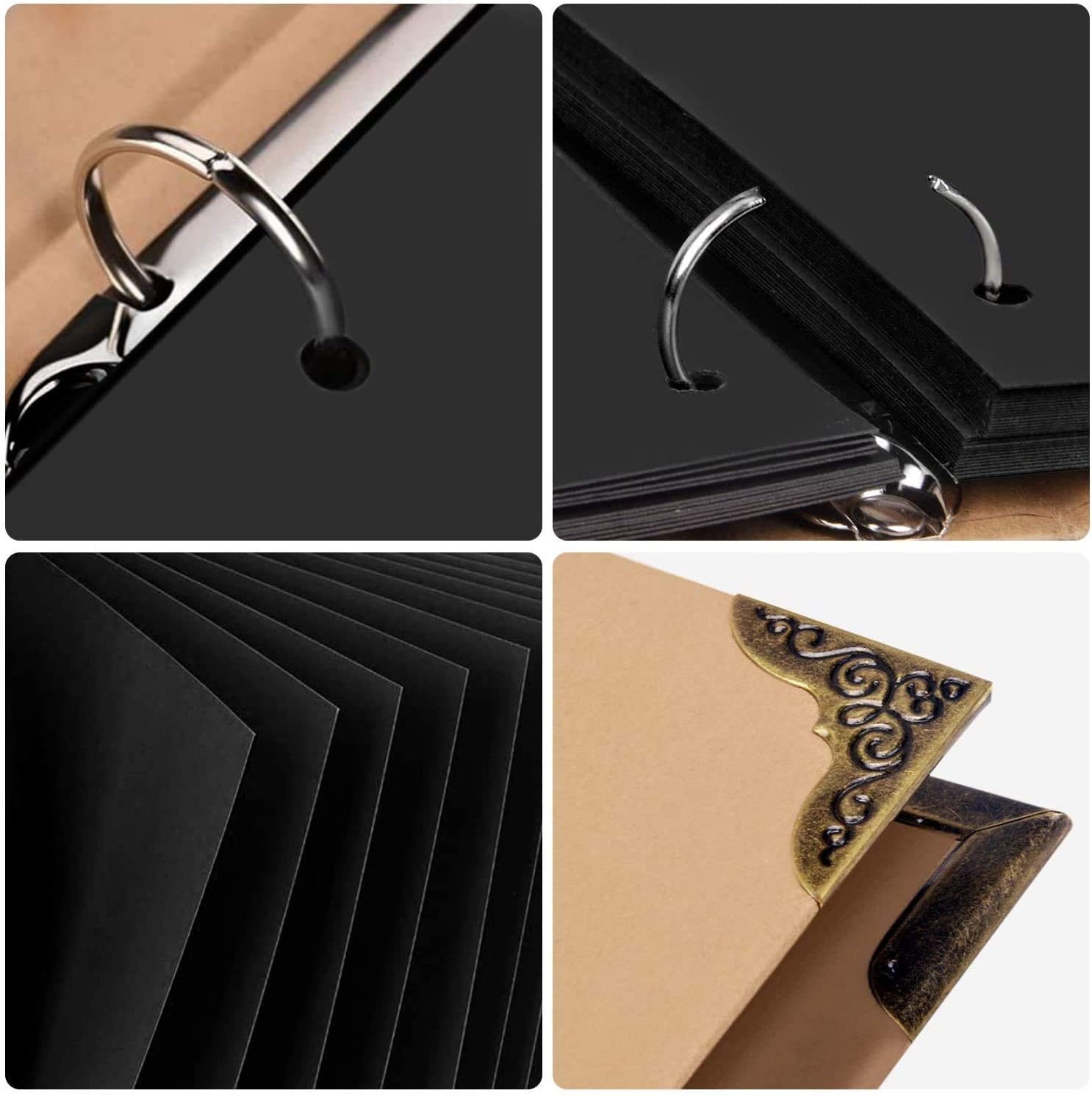 DIY Scrapbook Photo Album 8.5 x 11 Inch, Adkwse Hardcover 60 Pages Black Scrapbook Paper with Scrapbooking Kits Suitable for Anniversary, Travelling, Family, Graduation Gift