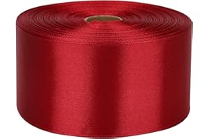 Nsilu 2 inch Wine Red Satin Ribbon 50 Yards Solid Fabric Ribbons Roll for Gift Wrapping, Satin Weddings,Flower Bouquet, Invitations,Sewing,Party Decorations, Holiday Decorating and More