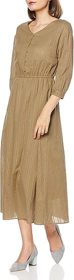 Amazon ナチュラルビューティーベーシック ワンピース コットンからみワンピース レディース カーキ 日本 S 日本サイズs相当 ワンピース チュニック 通販