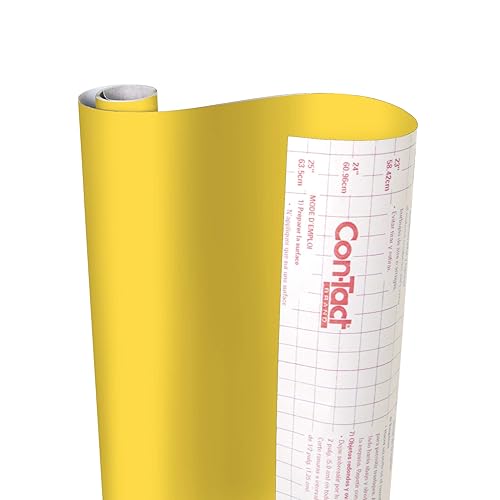 Con-Tact Brand Creative Covering, Self-Adhesive Shelf Liner, Multi-Purpose Vinyl Roll, Easy to Use and Apply, 18'' x 16', Dandelion Yellow