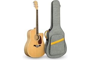 LETSROCK 40 41 Inch Acoustic Guitar Case, Guitar Case with 0.5 Inch Thick Padding&Neck Strap Fit Acoustic Classical Guitars Waterproof Guitar Gig Bag Gray