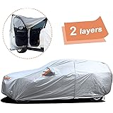 SEAZEN 2 Layers SUV Car Cover Waterproof All Weather, Outdoor Car Covers for Automobiles with Zipper Door, Hail UV Snow Wind