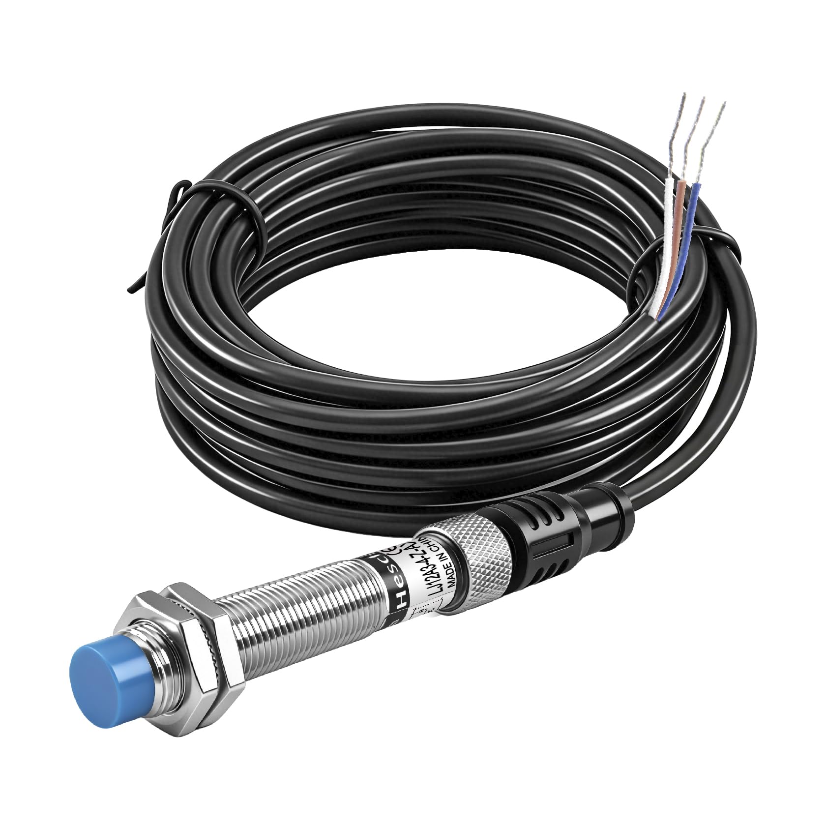 Heschen M12 Inductive Proximity Sensor Switch, Non-shield Type, LJ12A3-4-Z/AX-G, Detector 4mm, 10-30 VDC 200mA, NPN Normally Closed(NC), 3 Wire