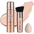 AirBrush Foundation Spray, Liquid Foundation Makeup Set, Full-Coverage Foundation Mist for Color Correcting,Concealer, Flawless Look, Matte Finish,Include Brush and Sponge,2.28oz (#2 Natural)