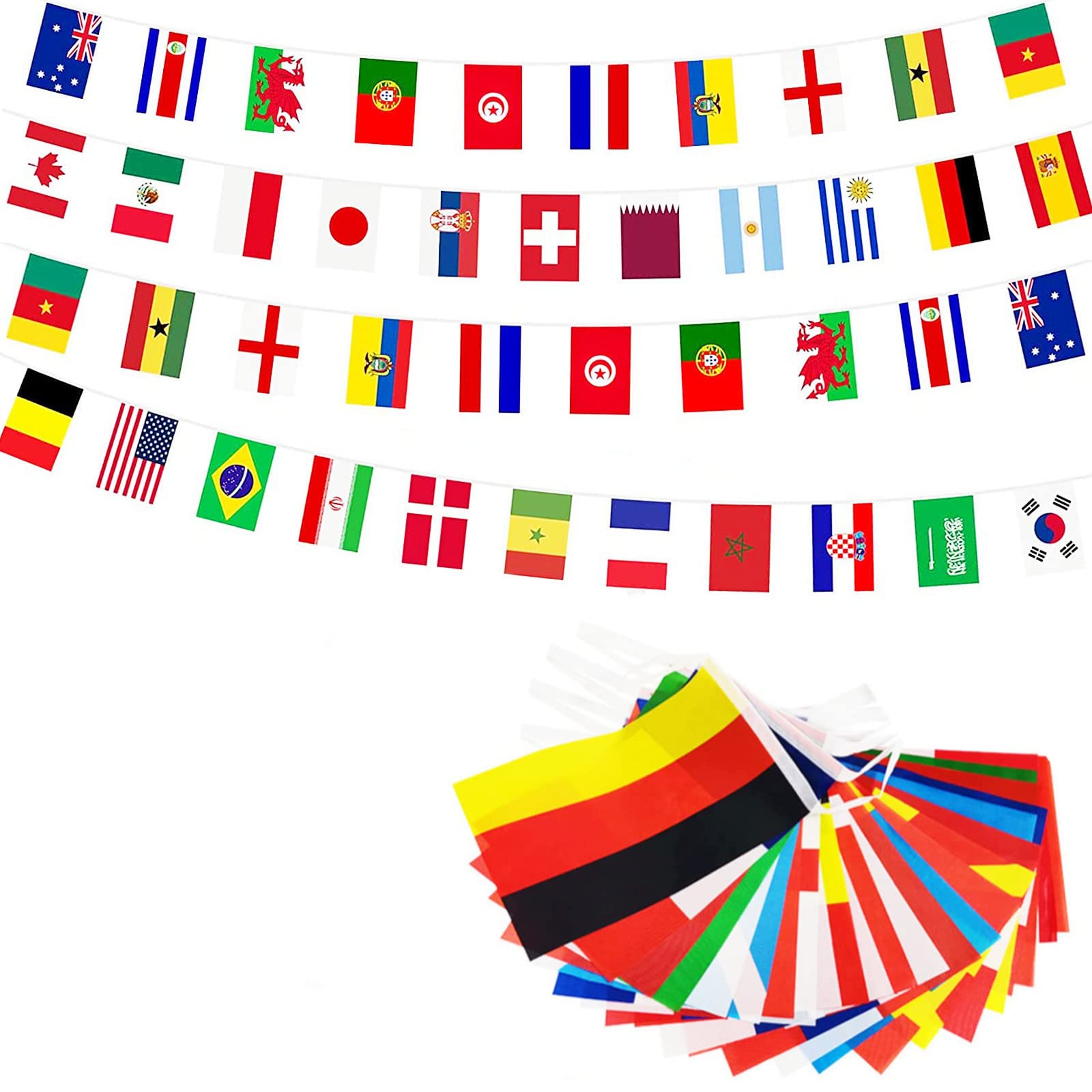 Fifa World Cup Flags Bunting 2026 with 100 World Country Flag,82ft/25m International Flags Bunting Banner for Fifa World Cup Football 2026 Bar Club Garden School Euro Football Tournament Decorations