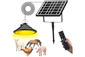 TIYIAWI Solar Chicken Coop Light with Timer | Three-Color Dimmable LED, IP66 Waterproof Hanging Ceiling Pendant Light Suitable for Poultry Farms,Coops,Patio,Camping,Garage etc