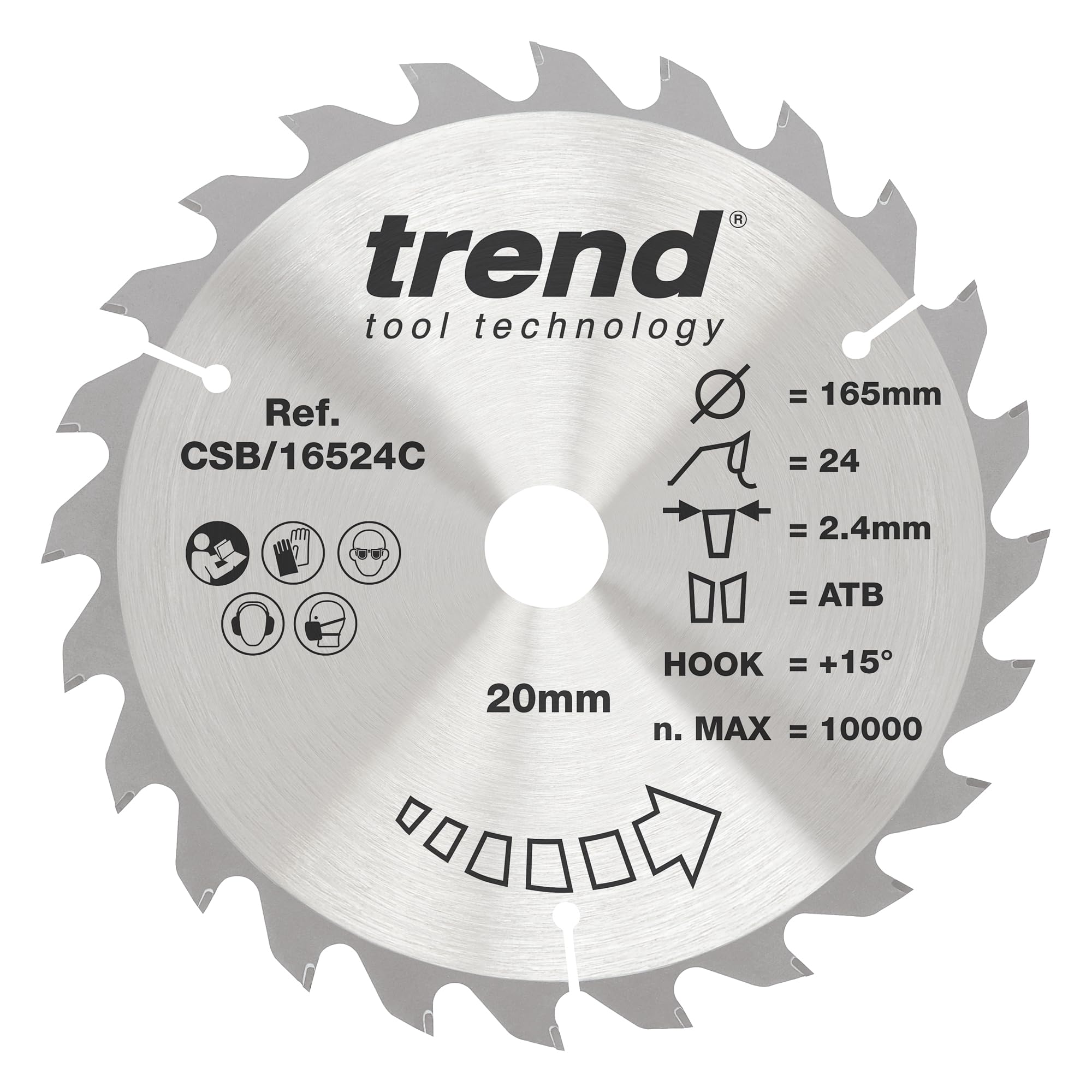 Trend Wood Circular Saw Blade, 165mm Diameter, 30mm Bore, 48 Teeth, 2.4mm Kerf, +5ยฐ Hook, TCT, Fine Finish, CSB/16548 โ image 1