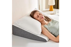 Sweetcrispy Wedge Pillow, Body Pillow for Sleep Apnea, Neck Pain Relief, Post Surgery, Sleeping Comfort, Acid Reflux, Heartburn, Back Pain Relief and Snoring, 7.5Inch White& Grey