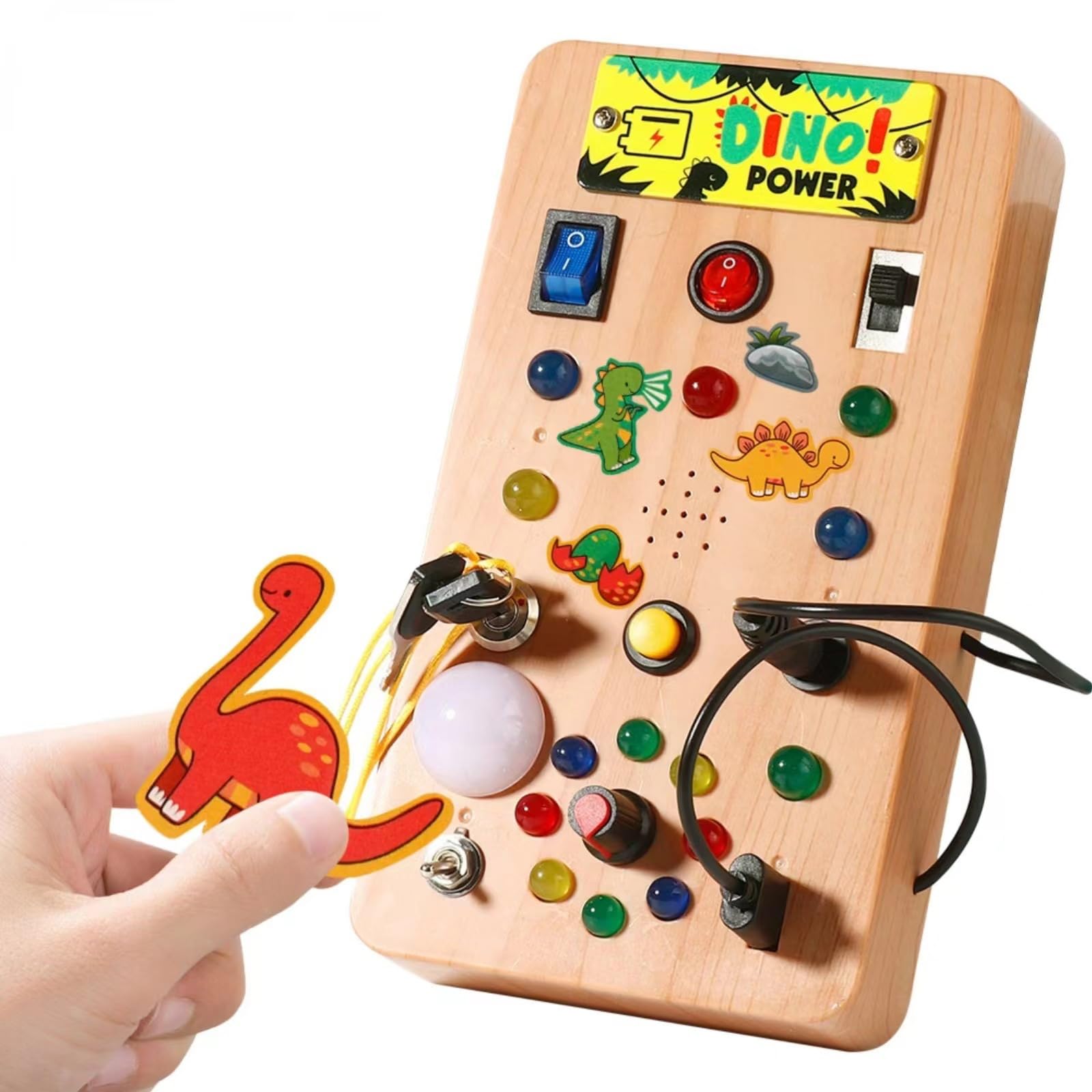 SiumPklay Montessori Busy Board Sensory Toysfor Toddlers 1-4 Years Old with 15 LED Lights, Wooden Fidget Activity Board Educational Toddler Toysfor 2 4 Year Old Boys and Girls Ideal Toys for 2+ Boyan