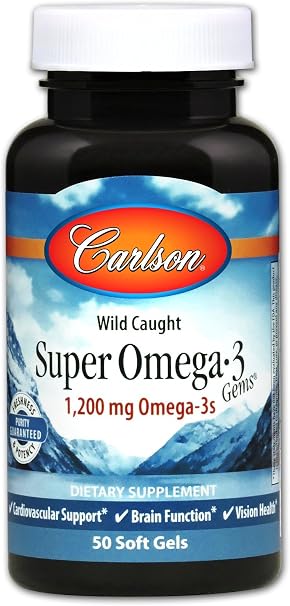 Carlson labs Super omega-3 fish oils, 1000mg 50 Soft Gel (088395015205)