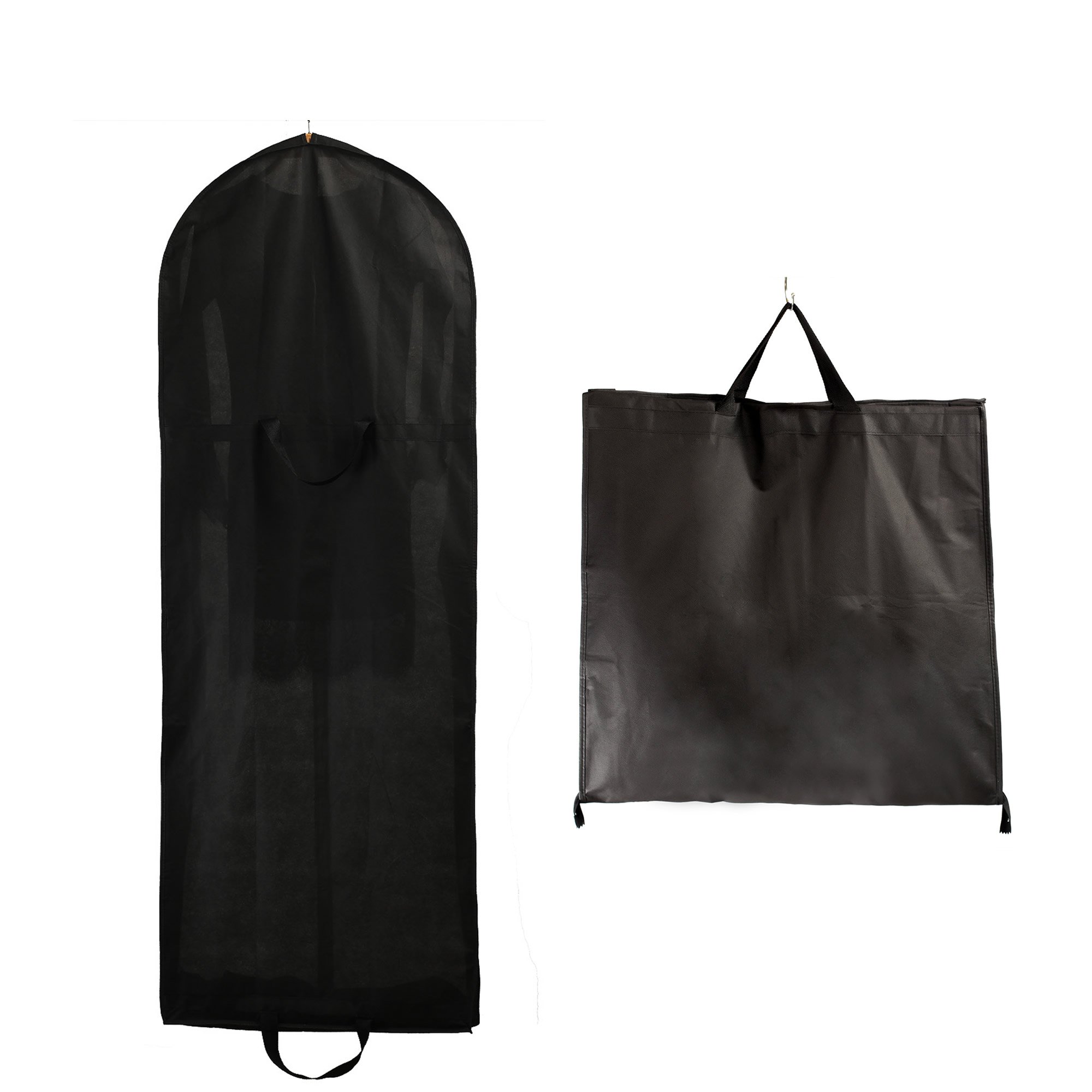 TUKA Breathable Garment Cover Bag 60" Long with Zip, Two Pockets, for Dresses, Evening Dresses, Suits, Coats, Jackets, Trousers and Longer Clothes, TKB1007 Black