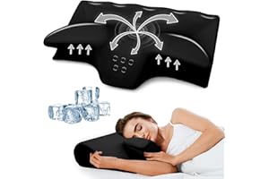BEDCOOL Cervical Neck Pillow for Pain Relief,Ergonomic Contour Memory Foam Pillows for Sleeping,Cooling odorless Neck Support Pillow for Side Back Stomach Sleeper,with Washable Pillowcase,Black