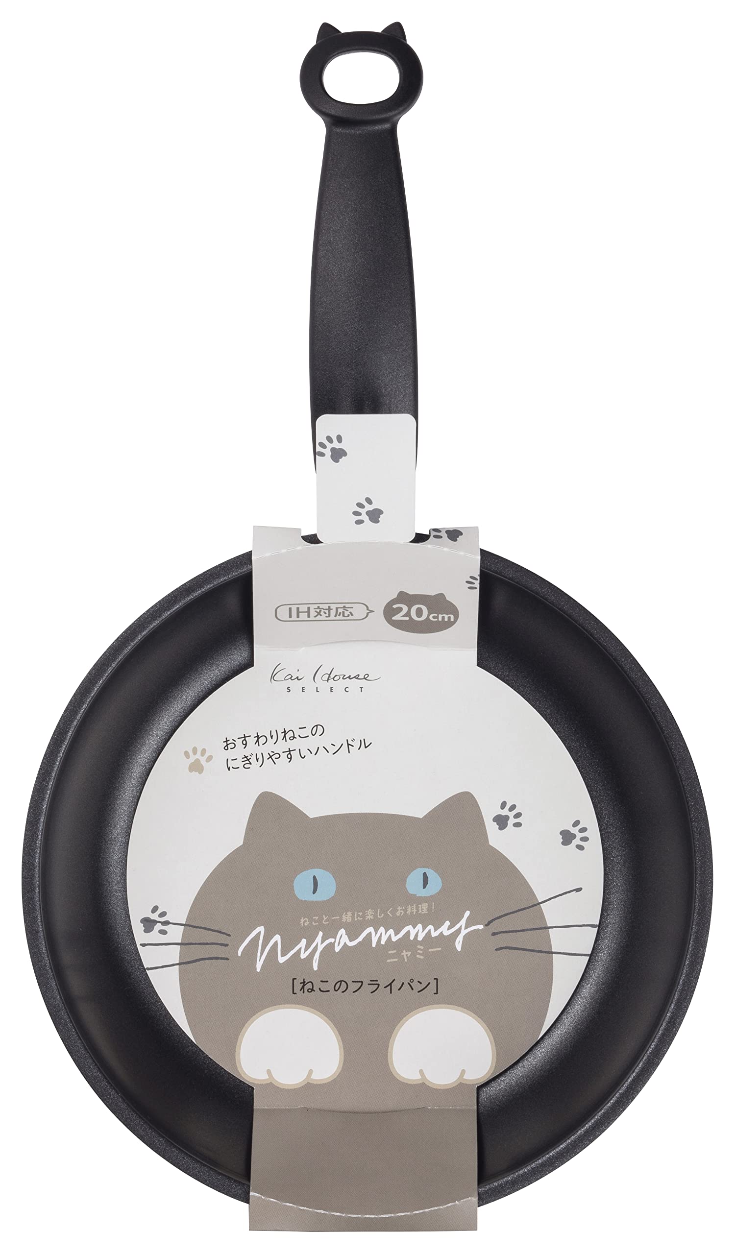 貝印 KAI ねこの フライパン 20cm IH 対応 Nyammy ウォーム グレー DW5662商品画像
