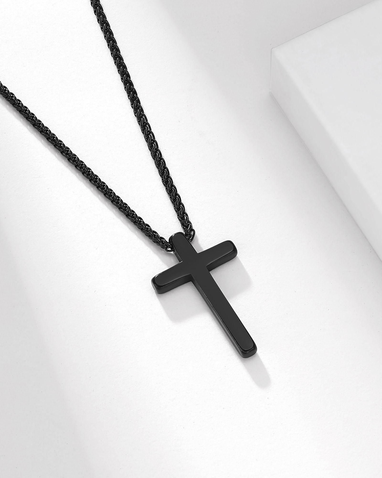 Happy Birthday Gifts for Boys 8-18 Years Old, Black Cross Necklace with Bible Verse Joshua 1:9 for Son, Grandson, Nephew, Friend