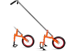 Walensee 2-in-1 Manual Wheel Hoe Garden Cultivator, Push Plow with Adjustable Long Handle 51.9–64.9 in, Dual Tools for Soil L