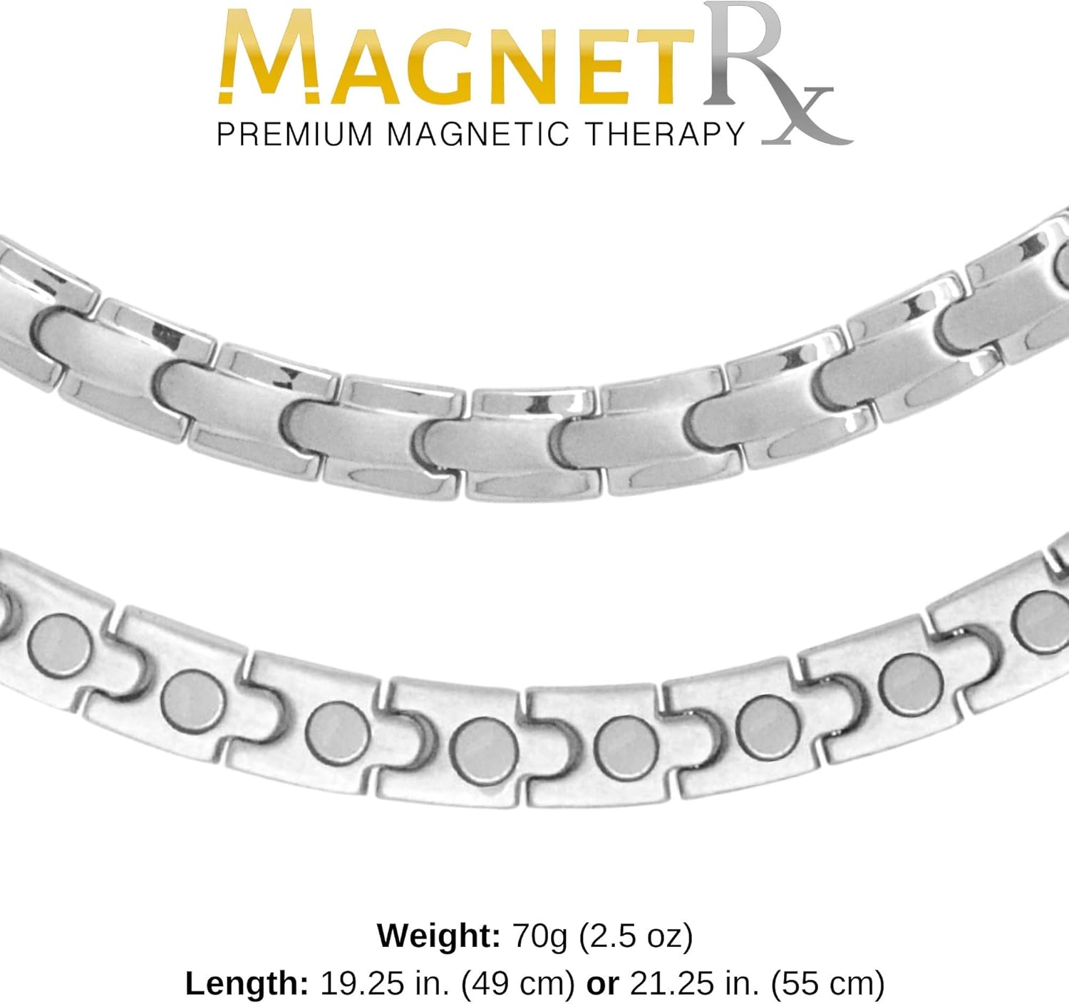 MagnetRX® Titanium Magnetic Therapy Necklace - Natural Pain Relief for Neck Arthritis, Back, Shoulder Pain, Headache and Migraine Relief Magnetic Necklace (Silver, 19.25 Inches): Health & Personal Care