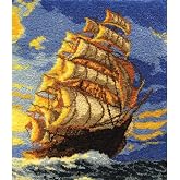 Latch Hook Kits Rug, 3D Pattern Printed Canvas Crochet Needlework Crafts Floor DIY Latch Kits for Adults/Kids(Smooth Sailing, 109X94CM)