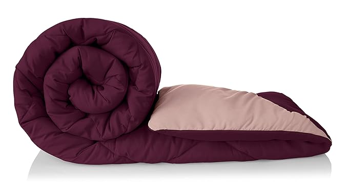 Amazon Brand - Solimo Microfibre Reversible Comforter, Single (Plum Purple and Moody Mauve, 200 GSM)