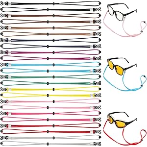 LIOUCBD 24 Pcs Glasses Strap, Eyeglasses Chain, Glasses Lanyard, Multicolor Eyewear Retainer, Adjustable Soft Cord, Eyeglass