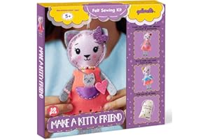 qollorette Felt Sewing Kit for Children, Make Your Own Kitty Toy, Kids' Craft Kit - Make A Friend Sew Kit - Beginner Sewing Kit for Kids, Learn to Sew & Play