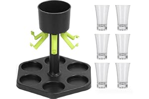 TSKVT Creative 6 Shot Glass Dispenser And Holder, Shots Game Accessories, Fair Pouring Dispenser, Glass Tray Set, No One Can Raise Fish Now (with 6 cups)