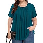 PEVRL Womens Plus Size Tops Summer Shirts Tunic Short Sleeve Crew Neck Loose Fit Blouse 1X-5X