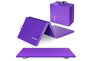 BalanceFrom 6x2 Feet 3-Panel Folding Gymnastics Mat – 2-Inch Thick Pad with Vinyl Surface and Carrying Handles for Tumbling, Yoga, Pilates, Home Workouts, and Martial Arts