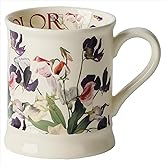 Florist Vintage FlowerCeramic Coffee Mug Coffee Mugs Blue Butterfly Gift Half-Pint Coffee and Tea Mug Tea Cup Coffee Mug Blossom Mug, Dishwasher Microwave Safe, 1