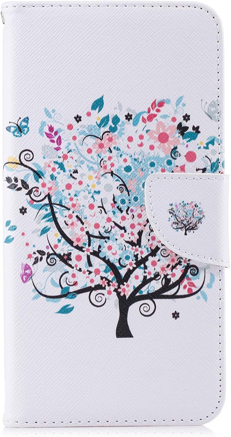 Thoankj Samsung Galaxy A70 Phone Case, Flip Shockproof PU Leather Wallet Cover with Stand Magnetic Card Slots Holder TPU Gel Bumper Folio Slim Fit Protective Case for Samsung Galaxy A70 Flower Tree