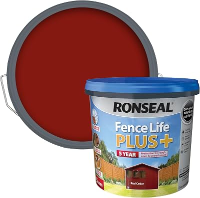 Ronseal Fence Life Plus Red Cedar 5 Litre - Weatherproof Fence Paint