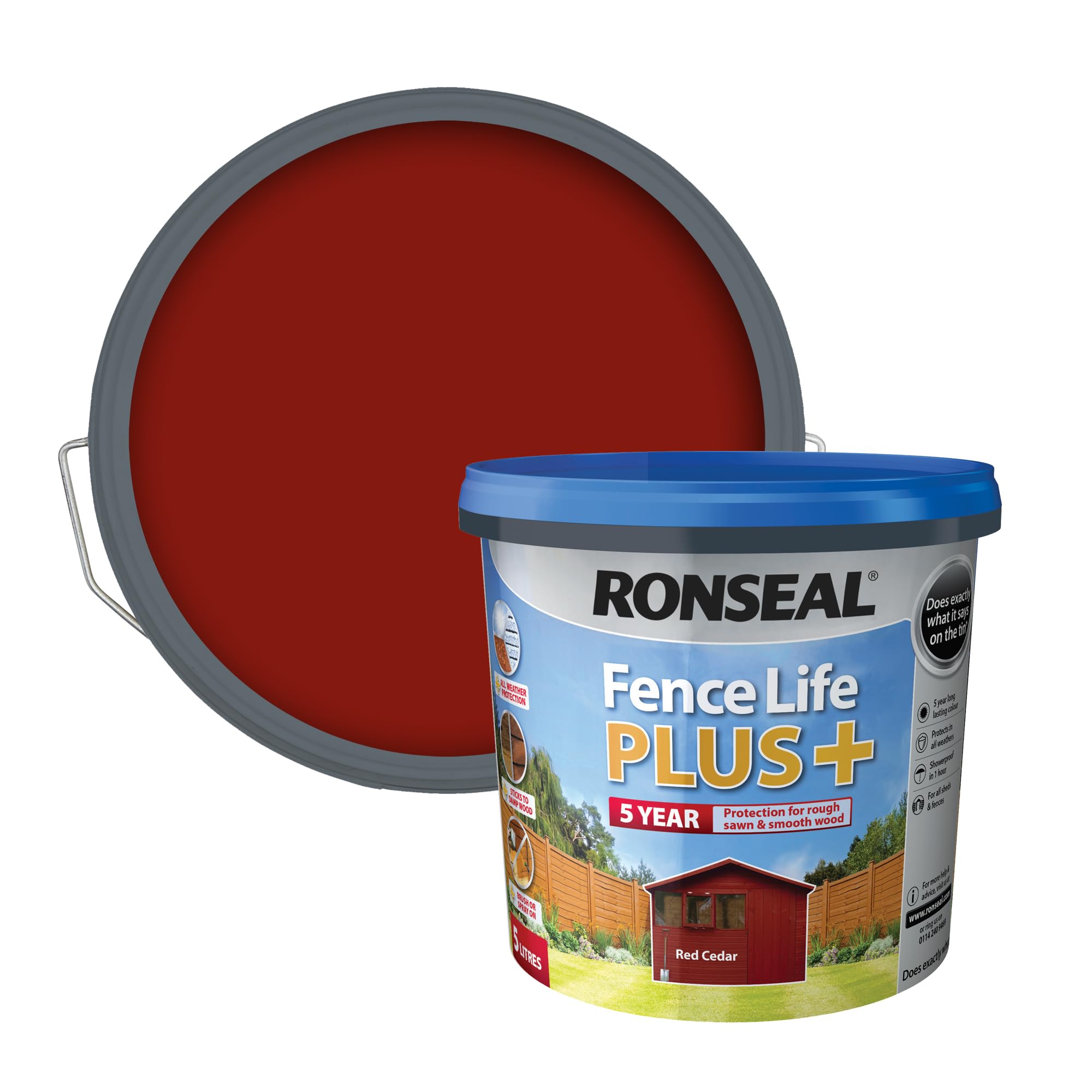 Ronseal RSLFLPPRC5L 5 Litre Fence Life Plus Paint - Red Cedar