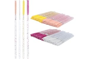 200pcs Skinny Mascara Wands Mini Spoolie Brushes Disposable Crystal Eyelash Brushes Thin Mascara Wands Micro Brush Lash Exten