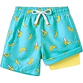 westwolf Boys Swim Trunks with Compression Liner Toddler Boys Swim Shorts Boxer Brief Board Shorts Swimming Set 5-18T