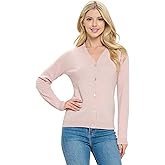 Mariyaab Women's 100% Cashmere Soft Long Sleeve V Neck Button Cardigan