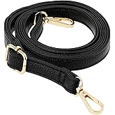 Replacement Purse Straps, Black Leather Purse Straps for Handbags, 33-59 Inch Adjustable Long Soft Slim PU Leather Crossbody Strap