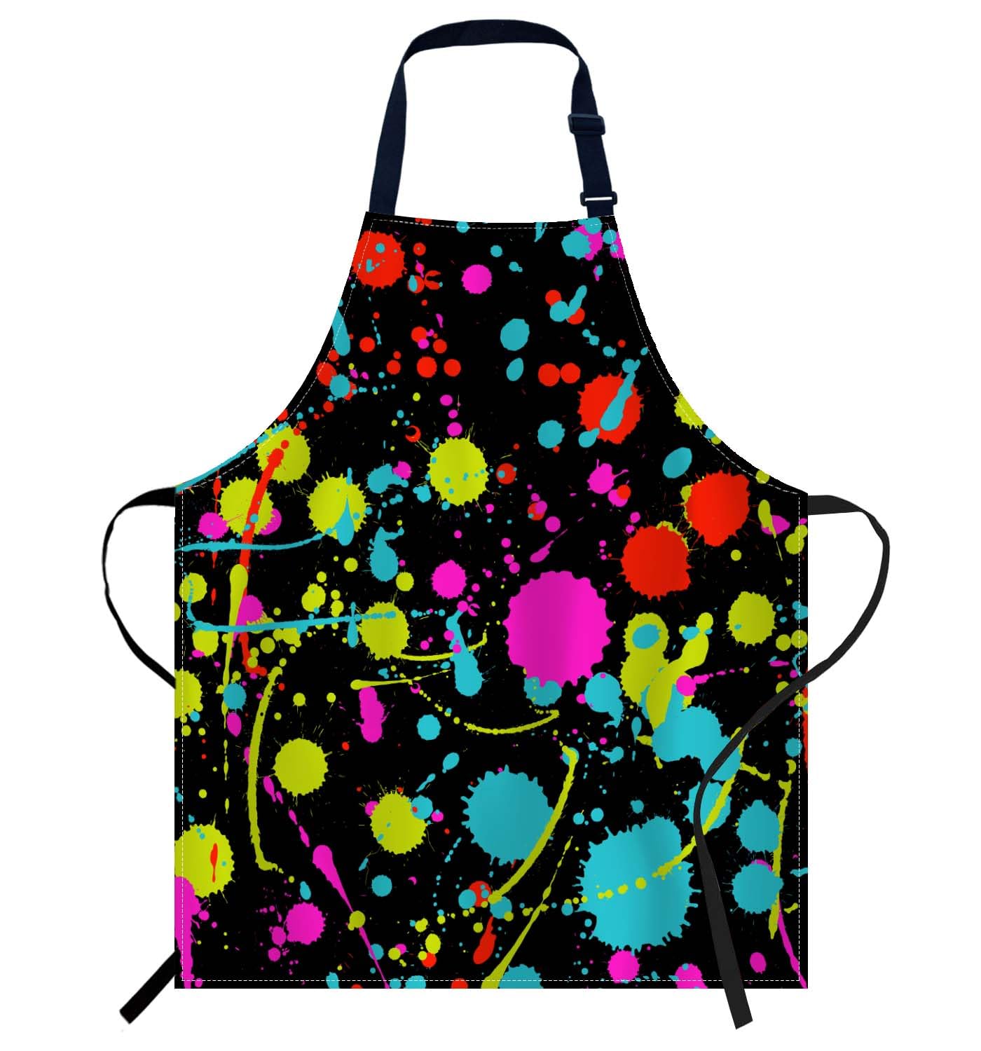 Smooffly Neon Splatter Pattern Apron for Men & Women - BBQ & Catering Bibs