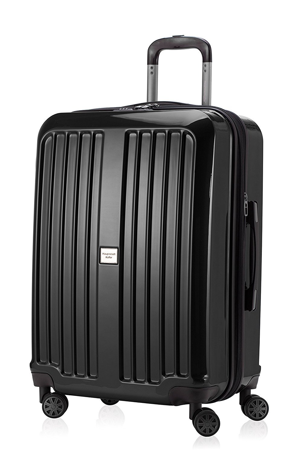 HAUPTSTADTKOFFER - X-Berg - Luggage Suitcase Hardside Spinner Trolley 4 Wheel Expandable TSA, 65 cm, 90 Liter, Black Glossy