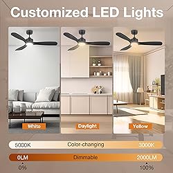 Hoenofly 52” Wood Smart Ceiling Fans with Lights
