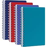Oxford Poly Spiral Notebooks, Small 5.7" x 8.5" Book, Thick Poly Cover, White Paper, College Rule, 80 Sheets/160 Pages, Jewel Tones, 4 Pack (69720)