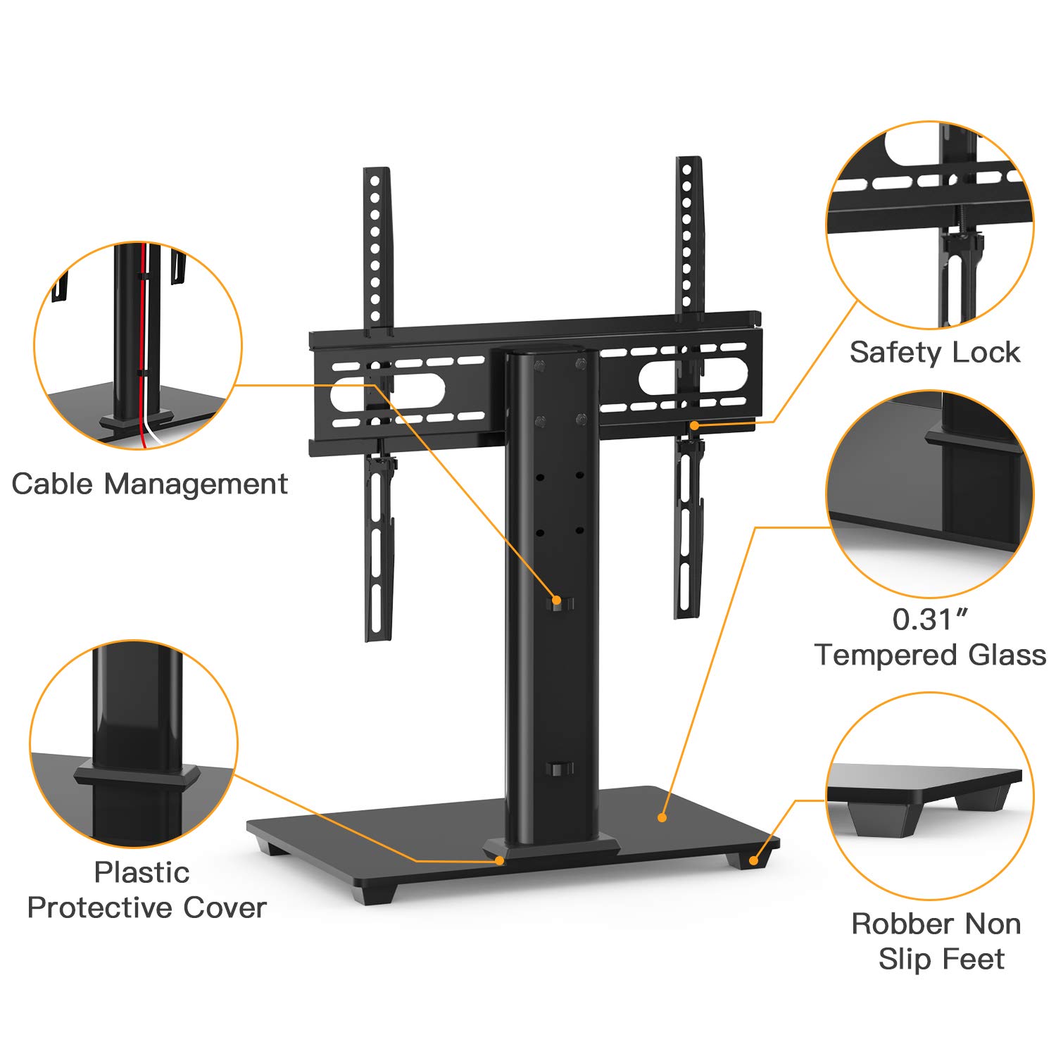 PERLESMITH Universal TV Stand Table Top TV Stand for 3755 inch LCD