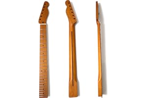 YUEMIYA Premium Roasted Maple Electric Guitar Neck for Fender TL, 22 Medium Jumbo Frets, 14" Radius, Bone Nut, Satin Urethane Finish, 10mm Tuner Holes, TL Style Guitar Neck