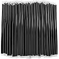 RENYIH 400 Pcs Black Boba Straws Jumbo Smoothie Straws,Individually Wrapped Disposable Plastic Large Wide-mouthed Milkshake Drinking Straws(0.43" Wide X 9.45" Long)