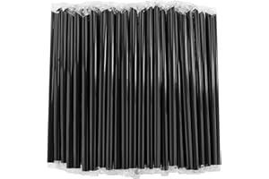 RENYIH 400 Pcs Black Boba Straws Jumbo Smoothie Straws,Individually Wrapped Disposable Plastic Large Wide-mouthed Milkshake Drinking Straws(0.43" Wide X 9.45" Long)
