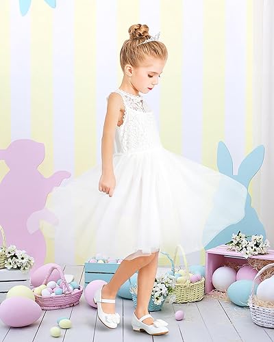 Stelle Girls Dress Shoes White Flower Girl Shoe Mary Jane Low