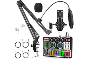 REDYYDS F999 Podcast Equipment Bundle,Condenser Mic Recording Studio,Streaming Podcast Mic Starter Kit with Voice Changer, Live Sound Card Audio Interface for Computer Vlog Living YouTube TikTok (Black)